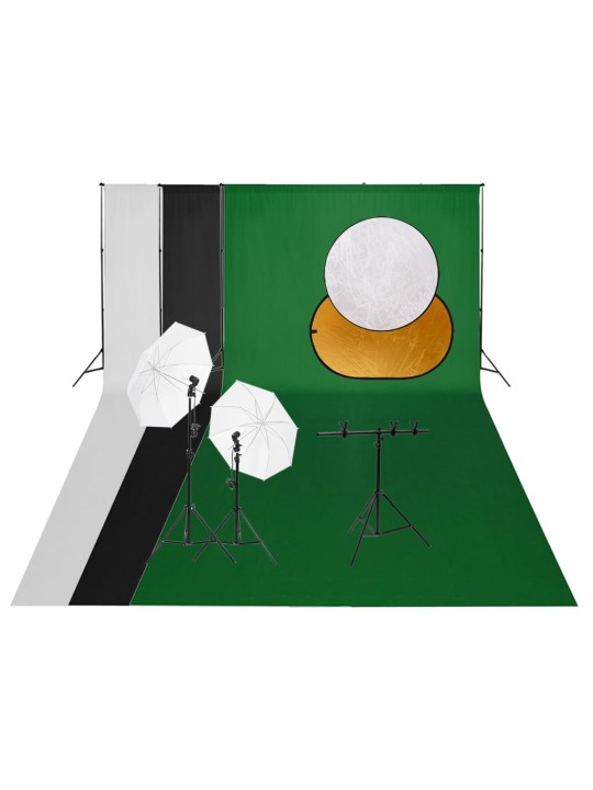 FOTOSTUUDIO KOMPLEKT VALGUSTUSE, TAUSTAPILDI JA REFLEKTORIGA