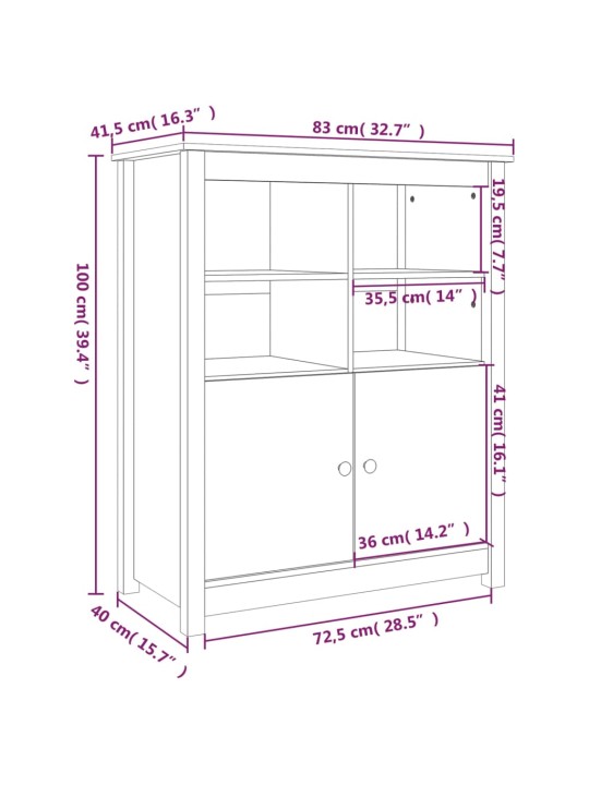 Puhvetkapp, hall, 83 x 41,5 x 100 cm, männipuit