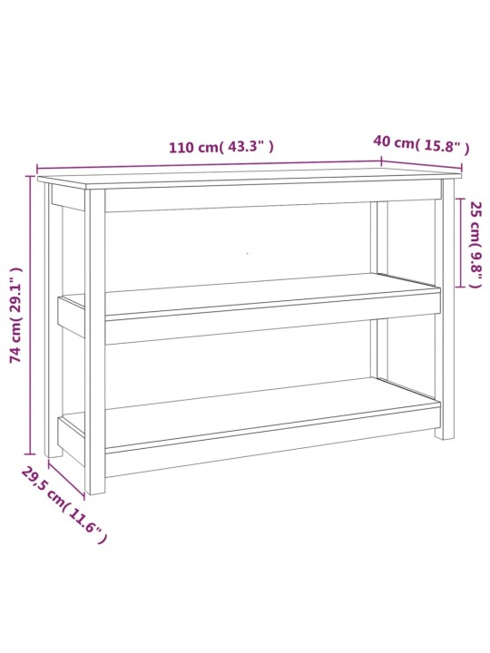 Konsoollaud, 110 x 40 x 74 cm, männipuit
