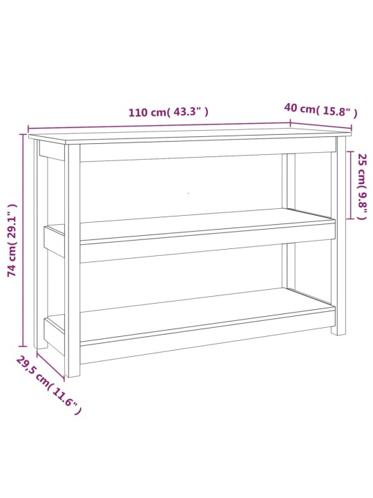 Konsoollaud, hall, 110 x 40 x 74 cm, männipuit