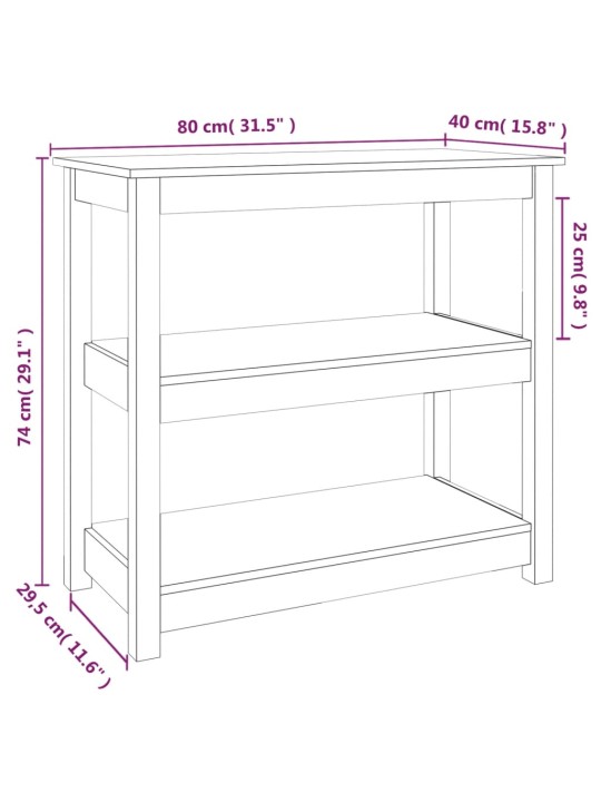 Konsoollaud, hall, 80x40x74 cm, männipuit