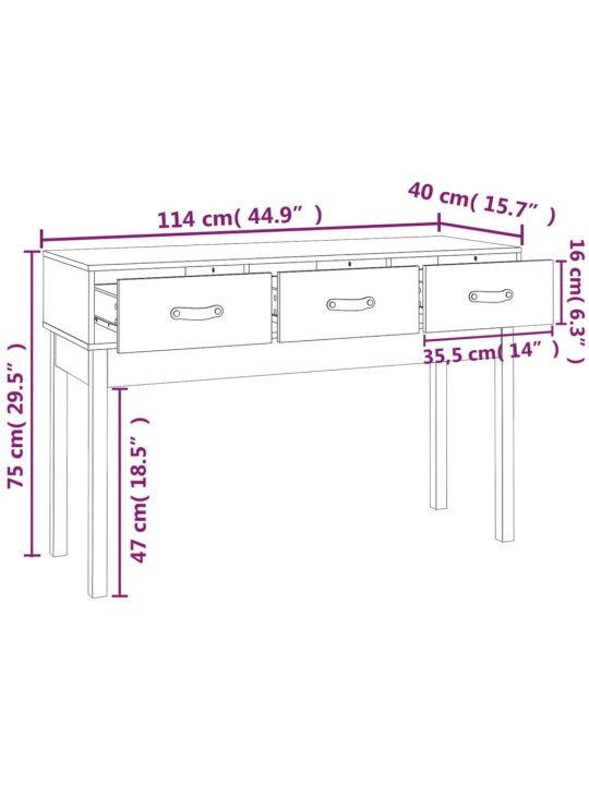 Konsoollaud, must, 114 x 40 x 75 cm, männipuit