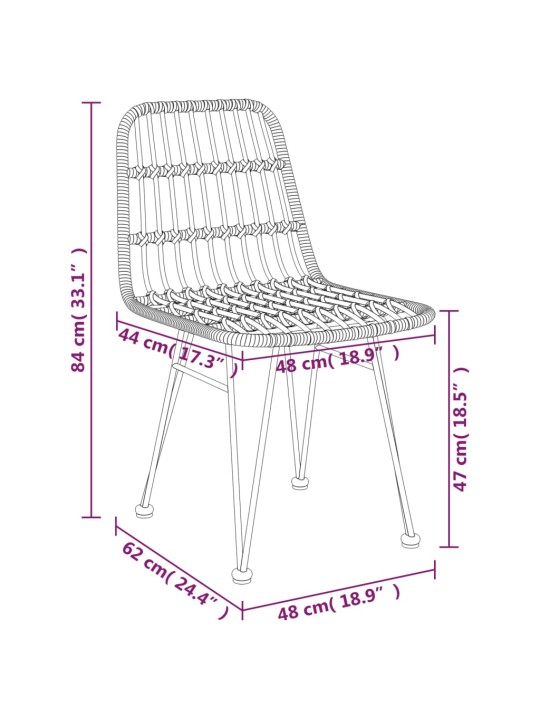 Aiatoolid, 2 tk, 48 x 62 x 84 cm, pe-rotang