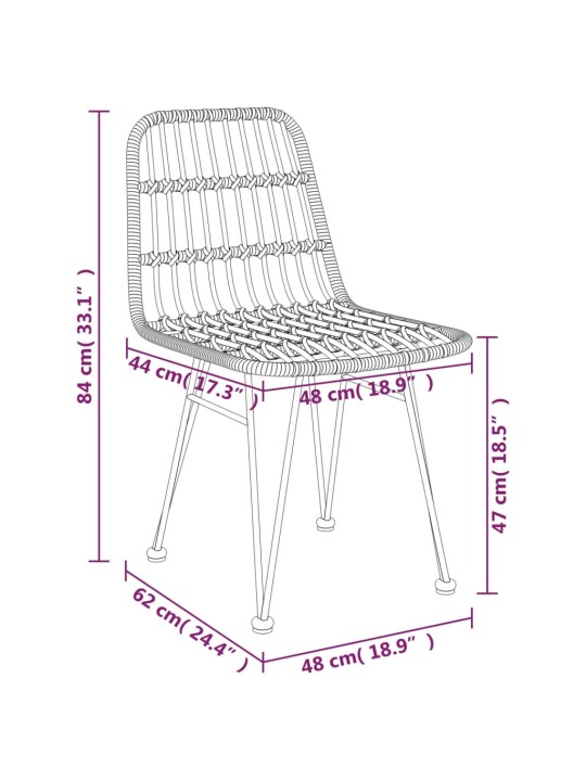 Aiatoolid, 2 tk, must, 48x62x84 cm, pe-rotang