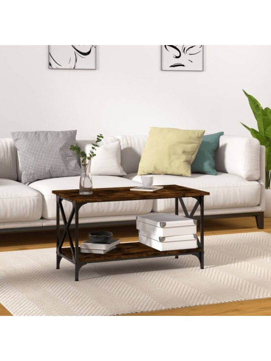 Diivanilaud, suitsutatud tamm, 80 x 45 x 45cm, tehispuit ja raud