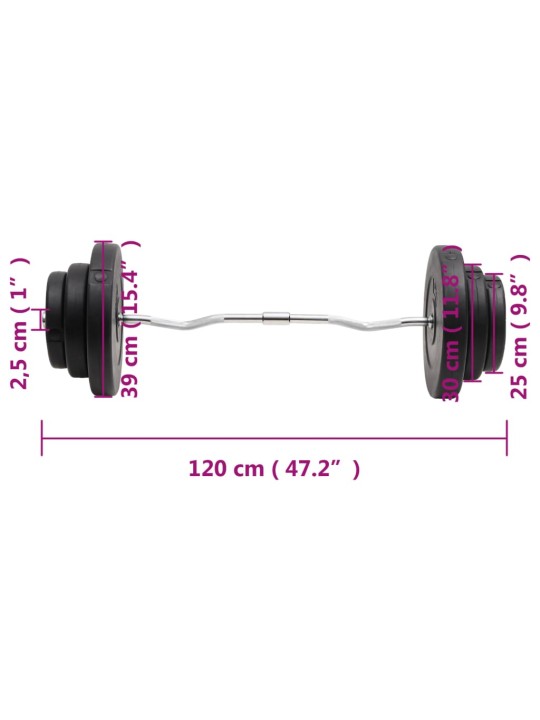 Painutatud raskuskang ketastega, 60 kg