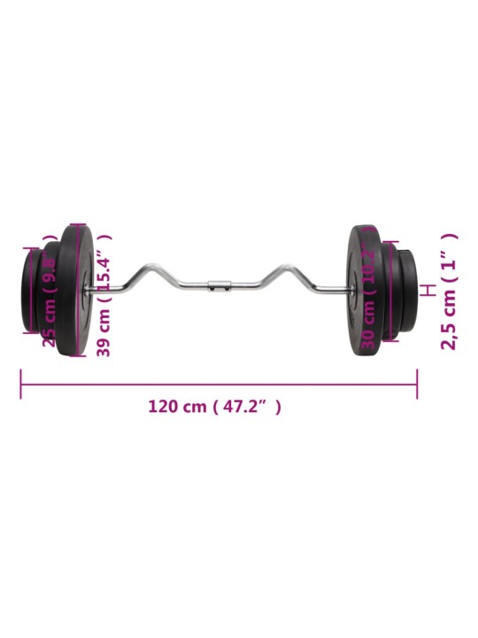 Painutatud raskuskang ketastega, 60 kg