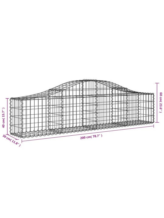 Kaarekujulised gabioonkorvid 2 tk, 200x30x40/60 cm, raud