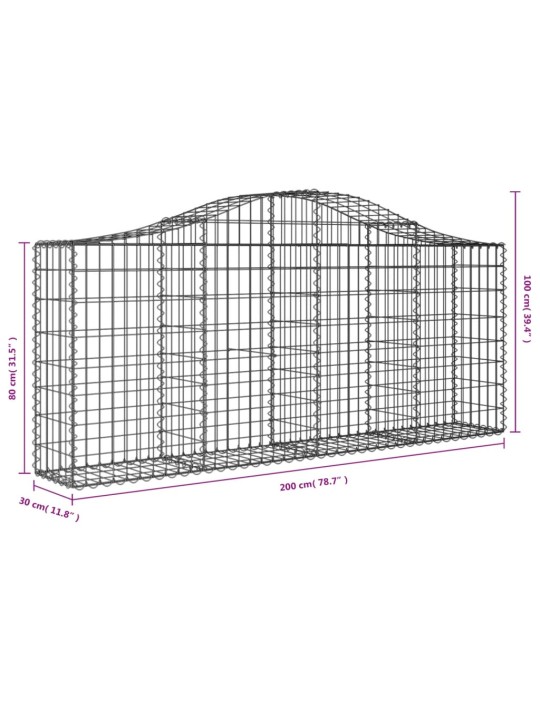 Kaarekujulised gabioonkorvid 12 tk, 200x30x80/100 cm, raud