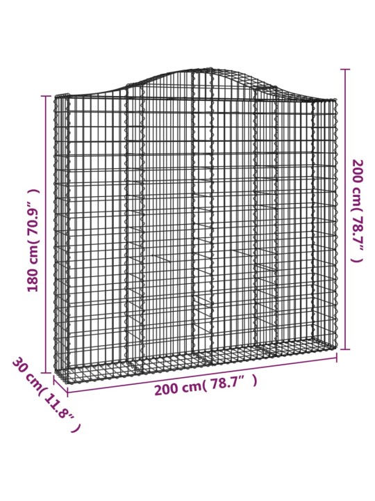 Kaarekujulised gabioonkorvid 2 tk, 200x30x180/200 cm, raud