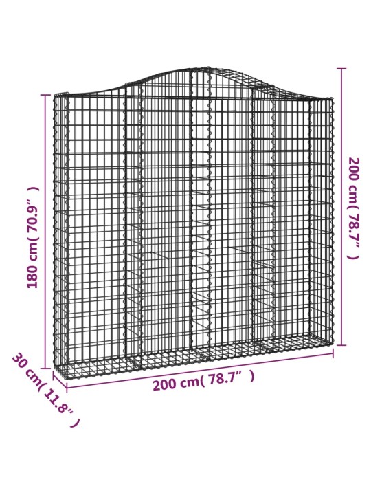 Kaarekujulised gabioonkorvid 3 tk, 200x30x180/200 cm, raud