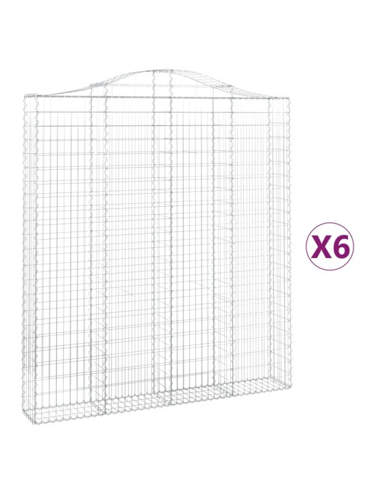KAAREKUJULISED GABIOONKORVID 6 TK, 200X30X220/240 CM, RAUD