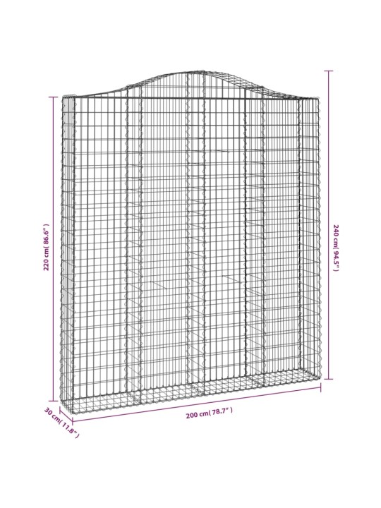 KAAREKUJULISED GABIOONKORVID 6 TK, 200X30X220/240 CM, RAUD