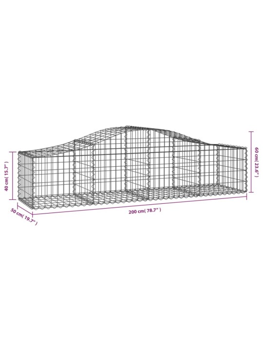 Kaarekujulised gabioonkorvid 2 tk, 200x50x40/60 cm, raud