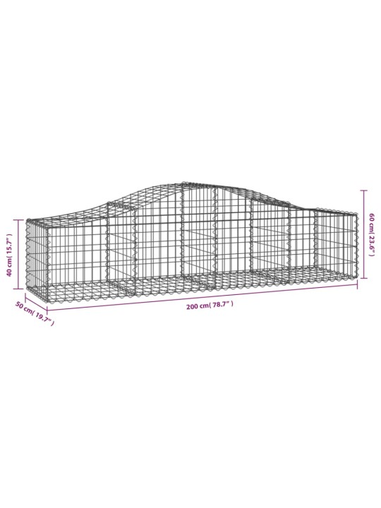 Kaarekujulised gabioonkorvid 9 tk, 200x50x40/60 cm, raud