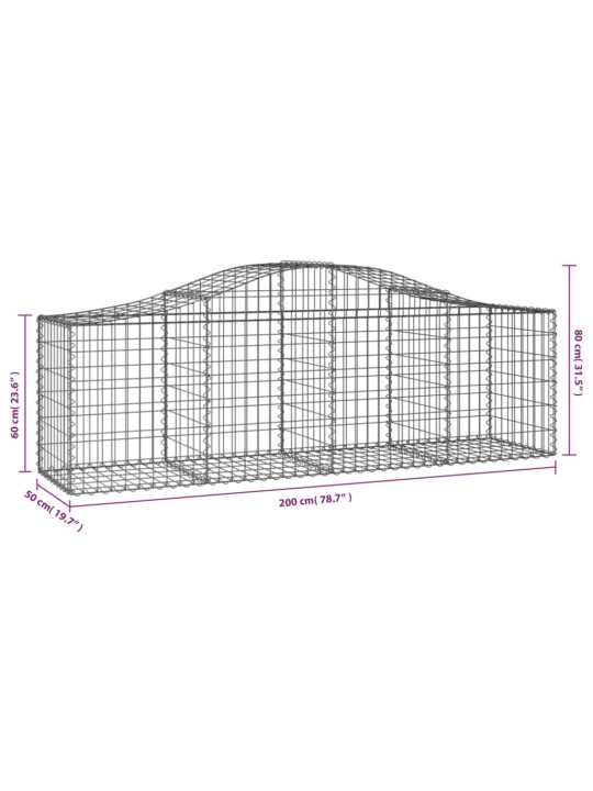 Kaarekujulised gabioonkorvid 2 tk, 200x50x60/80 cm, raud