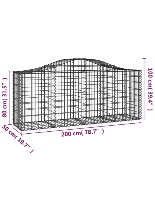 Kaarekujulised gabioonkorvid 7, 200x50x80/100 cm tsingitud raud