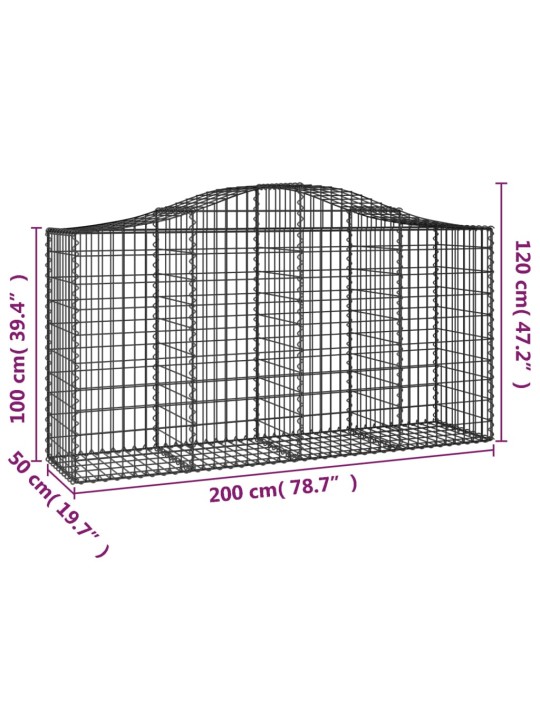 Kaarekujulised gabioonkorvid 2 tk, 200x50x100/120 cm, raud