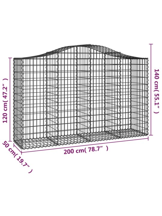 Kaarekujulised gabioonkorvid 2 tk, 200x50x120/140 cm, raud