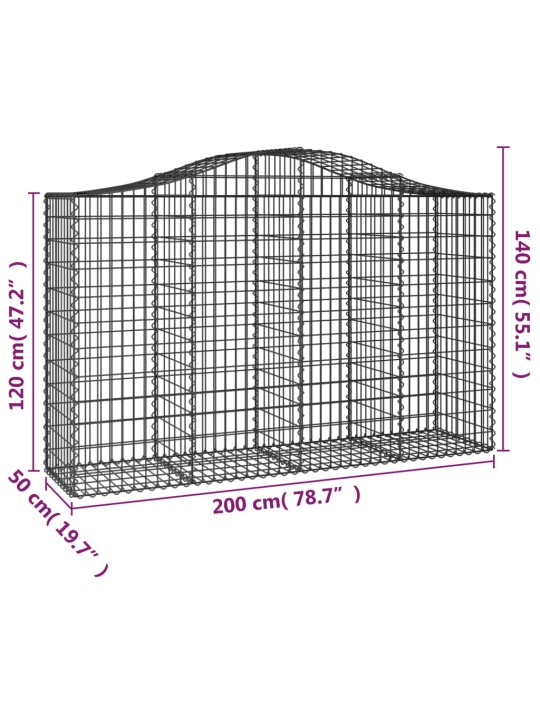 Kaarekujulised gabioonkorvid 3 tk, 200x50x120/140 cm, raud