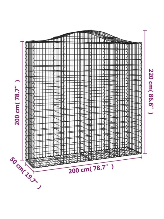 Kaarekujulised gabioonkorvid 7 tk, 200x50x200/220 cm, raud