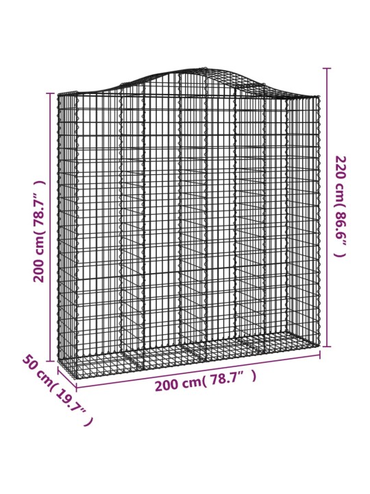 Kaarekujulised gabioonkorvid 8 tk, 200x50x200/220 cm, raud