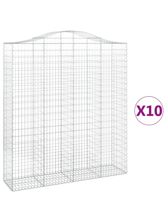 KAAREKUJULISED GABIOONKORVID 10 TK, 200X50X220/240 CM, RAUD