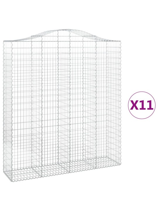 KAAREKUJULISED GABIOONKORVID 11 TK, 200X50X220/240 CM, RAUD