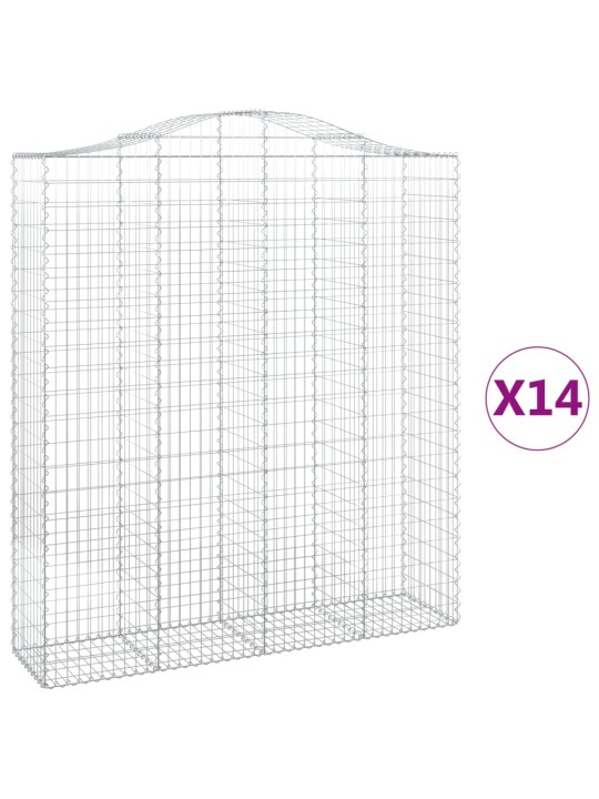 Kaarekujulised gabioonkorvid 14 tk, 200x50x220/240 cm, raud