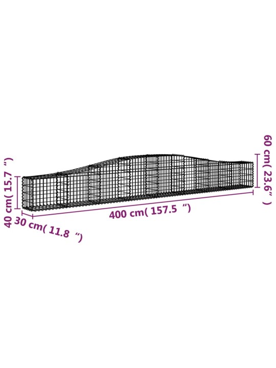 Kaarekujulised gabioonkorvid 2 tk, 400x30x40/60 cm, raud