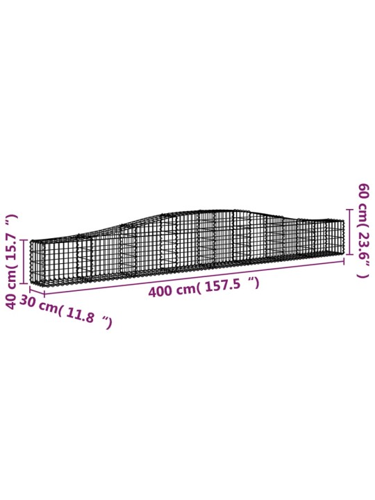 Kaarekujulised gabioonkorvid 7 tk, 400x30x40/60 cm, raud