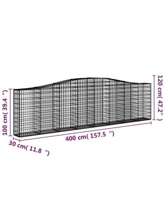 Kaarekujulised gabioonkorvid 20 tk, 400x30x100/120 cm, raud