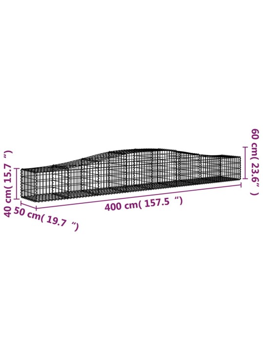 Kaarekujulised gabioonkorvid 2 tk, 400x50x40/60 cm, raud