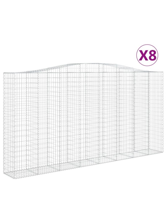 Kaarekujulised gabioonkorvid 8 tk, 400 x 50 x 200/220 cm, raud