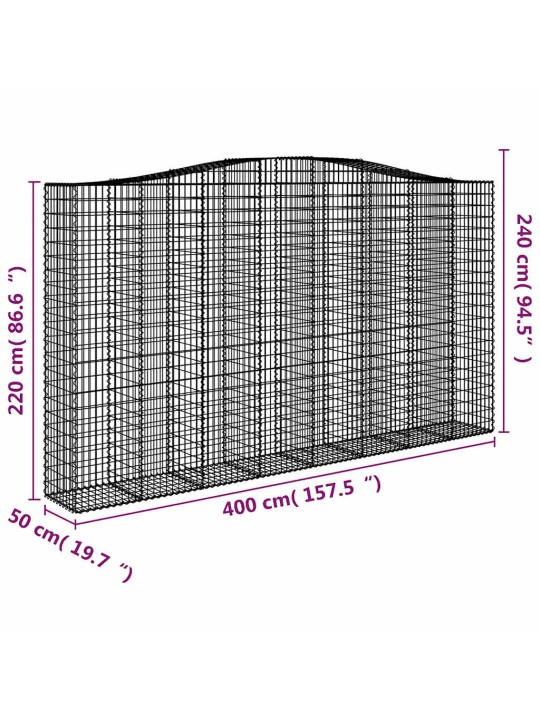 Kaarekujulised gabioonkorvid 6 tk, 400x50x220/240 cm, raud