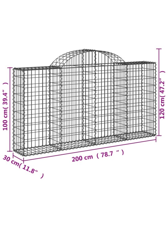 Kaarekujulised gabioonkorvid 2 tk, 200x30x100/120 cm, raud