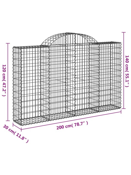 Kaarekujulised gabioonkorvid 2 tk, 200x30x120/140 cm, raud