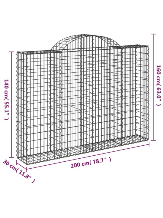 Kaarekujulised gabioonkorvid 2 tk, 200x30x140/160 cm, raud