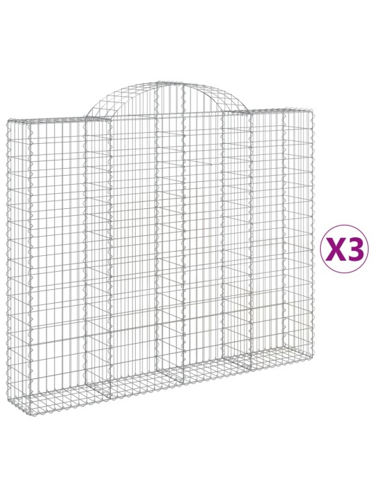 Kaarekujulised gabioonkorvid 3 tk, 200x30x160/180 cm, raud