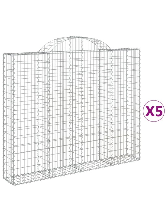 Kaarekujulised gabioonkorvid 5 tk, 200x30x160/180 cm, raud