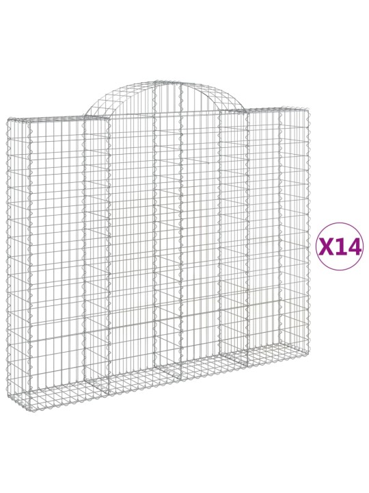 Kaarekujulised gabioonkorvid 14 tk, 200x30x160/180 cm, raud