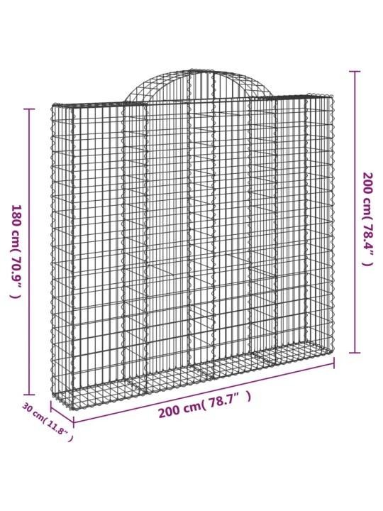 Kaarekujulised gabioonkorvid 2 tk, 200x30x180/200 cm, raud