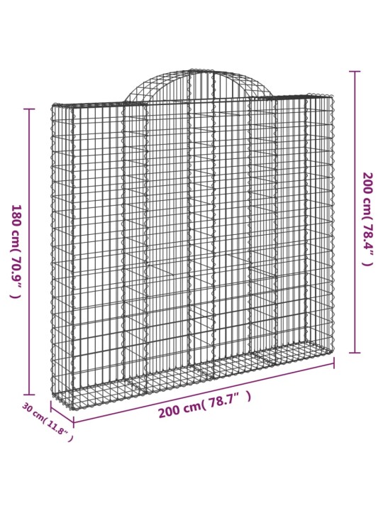 Kaarekujulised gabioonkorvid 4 tk, 200x30x180/200 cm, raud