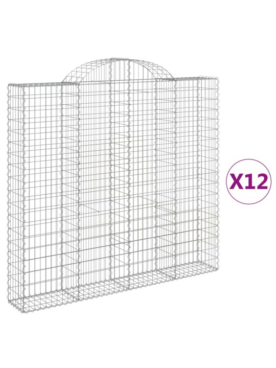 Kaarekujulised gabioonkorvid 12 tk, 200x30x180/200 cm, raud