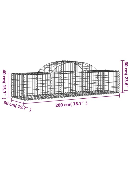 Kaarekujulised gabioonkorvid 2 tk, 200x50x40/60 cm, raud