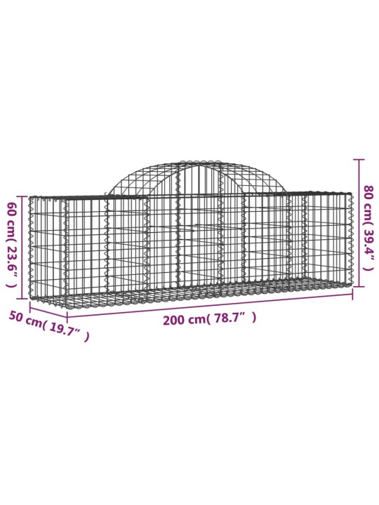 Kaarekujulised gabioonkorvid 2 tk, 200x50x60/80 cm, raud