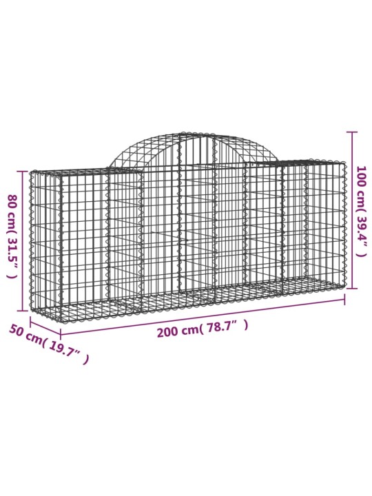 Kaarekujulised gabioonkorvid 2, 200x50x80/100 cm tsingitud raud