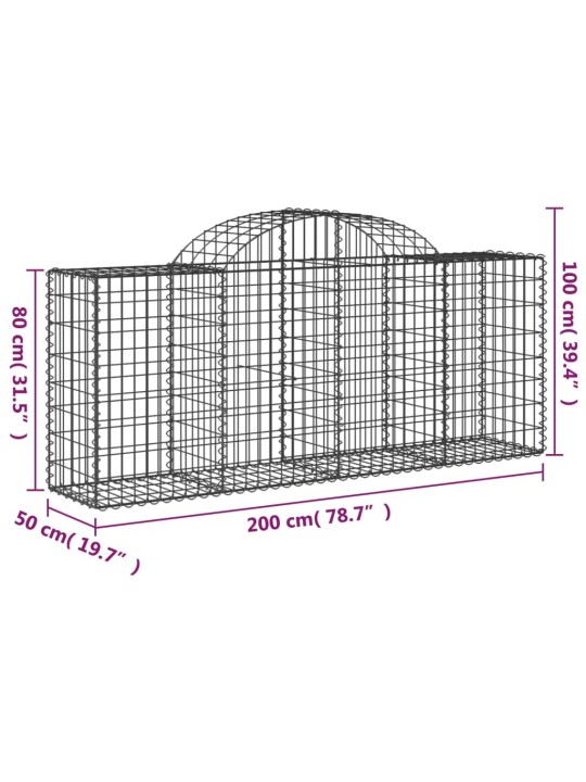 Kaarekujulised gabioonkorvid 3, 200x50x80/100 cm tsingitud raud