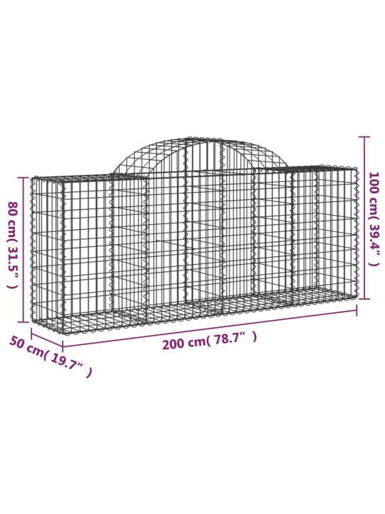 Kaarekujulised gabioonkorvid 12, 200x50x80/100cm tsingitud raud