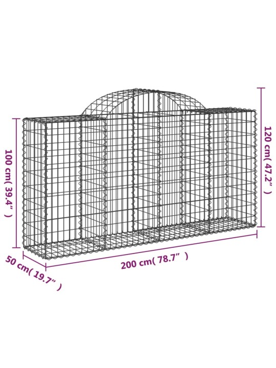 Kaarekujulised gabioonkorvid 2 tk, 200x50x100/120 cm, raud